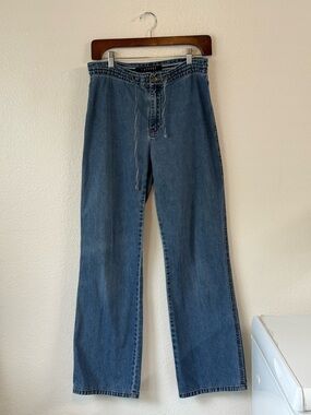 Laundry by Shelli Segal Straight Leg Jeans Drawstring Waist Size S Nautical